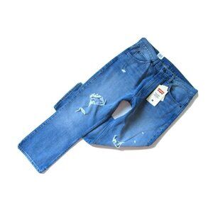 NWT Levi's 517 Bootcut Cropped in Mind Eraser Destroyed Ripped Jeans 32 $198